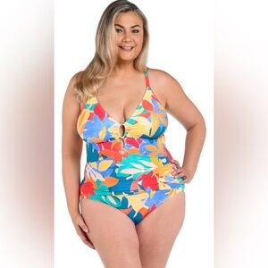 La Blanca Women's Underwire Lace Up One Piece Swimsuit Size 16